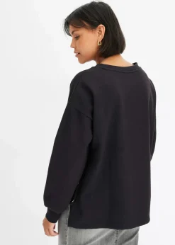 bonprix Bekleidung·Blusen & Tuniken|Sweat|Oversize-Sweatshirt aus reiner Bio-Baumwolle schwarz