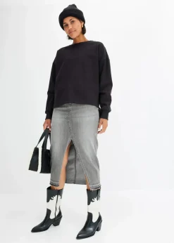 bonprix Bekleidung·Blusen & Tuniken|Sweat|Oversize-Sweatshirt aus reiner Bio-Baumwolle schwarz