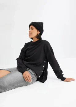 bonprix Bekleidung·Blusen & Tuniken|Sweat|Oversize-Sweatshirt aus reiner Bio-Baumwolle schwarz