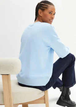 bonprix Sweat|Basics|Oversize-Sweatshirt aus reiner Baumwolle hellblau