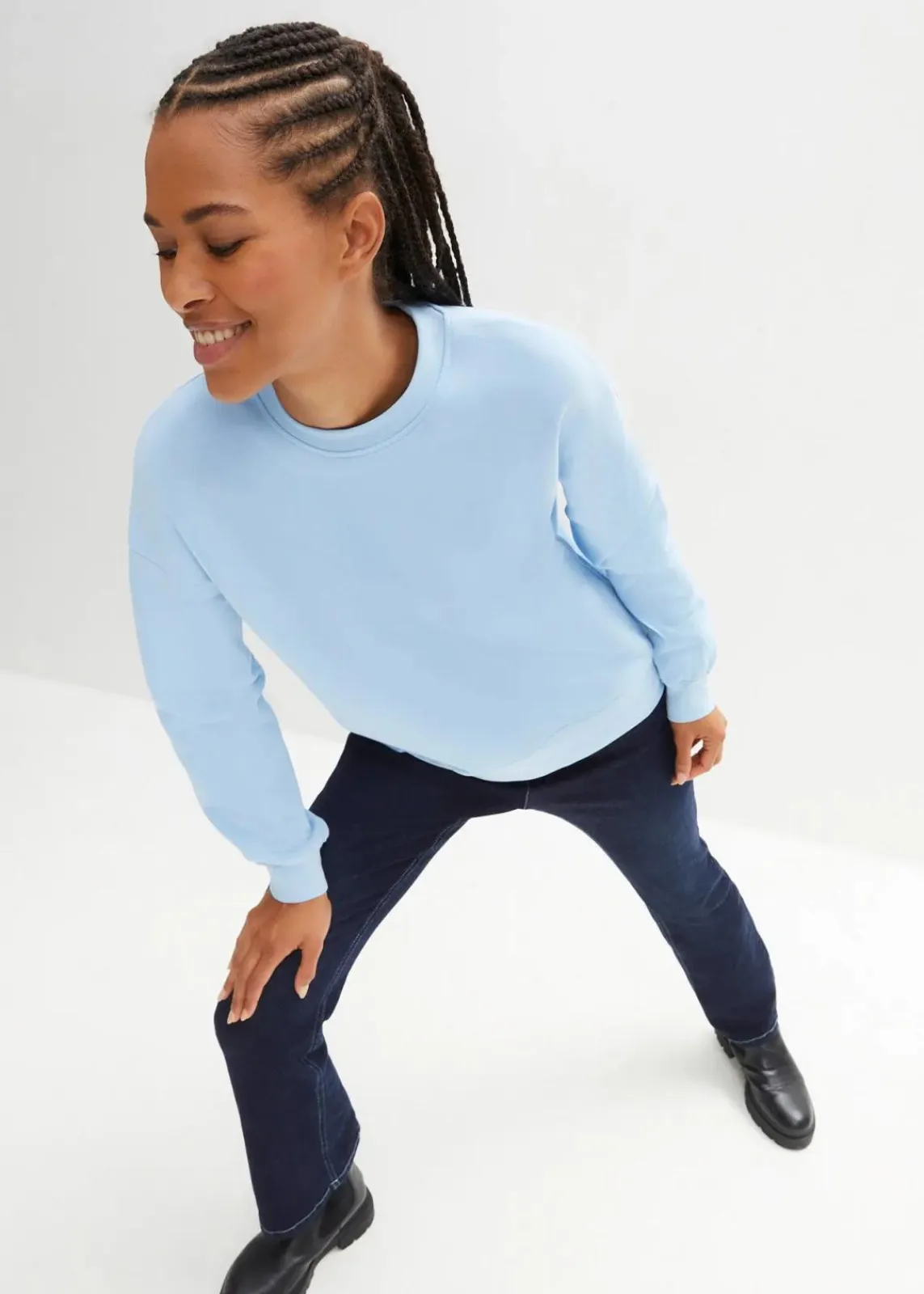 bonprix Sweat|Basics|Oversize-Sweatshirt aus reiner Baumwolle hellblau