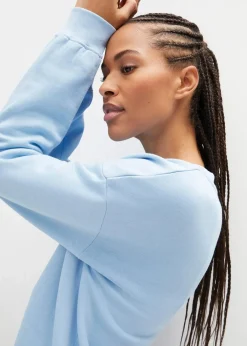 bonprix Sweat|Basics|Oversize-Sweatshirt aus reiner Baumwolle hellblau