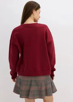 bonprix Bekleidung·Blusen & Tuniken|Sweat|Oversize-Sweatshirt aus reiner Baumwolle pflaumenrot