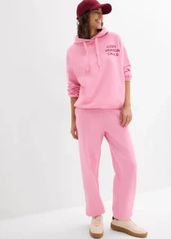 bonprix Bekleidung·Blusen & Tuniken|Nachhaltigere Materialien|Oversize-Sweatshirt aus reiner Baumwolle rosa/salsarot bedruckt