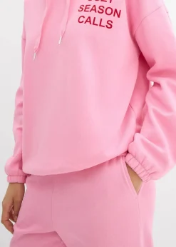 bonprix Bekleidung·Blusen & Tuniken|Nachhaltigere Materialien|Oversize-Sweatshirt aus reiner Baumwolle rosa/salsarot bedruckt
