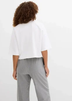 bonprix Bekleidung·Blusen & Tuniken|Sweat|Oversize-Sweatshirt aus weichem Baumwoll-Mix weiß/dunkelblau