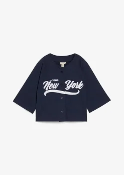 bonprix Nachhaltigere Materialien|Sweat|Oversize-Sweatshirt aus weichem Baumwoll-Mix dunkelblau/weiß