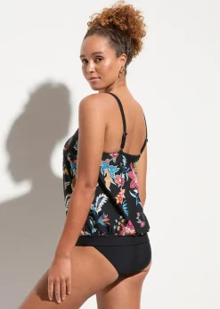 bonprix Nachhaltigere Materialien|Bademode·Tankinis|Oversize-Tankini (2-tlg.Set) mit verstellbaren Trägern schwarz floral