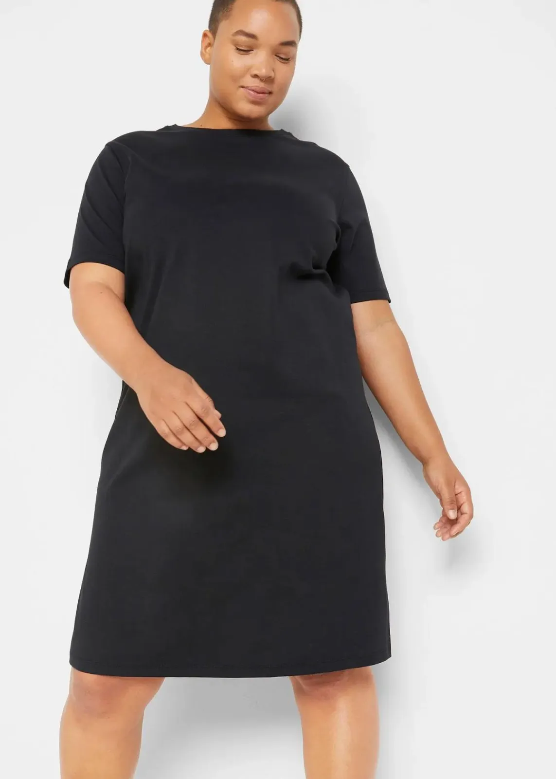 bonprix Bekleidung·Röcke|Bekleidung·Pullover & Strickjacken|Oversize-T-Shirtkleid aus reiner Baumwolle (2er Pack) schwarz + schwarz