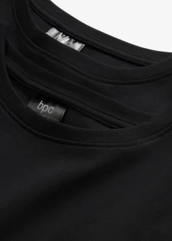 bonprix Bekleidung·Röcke|Bekleidung·Pullover & Strickjacken|Oversize-T-Shirtkleid aus reiner Baumwolle (2er Pack) schwarz + schwarz
