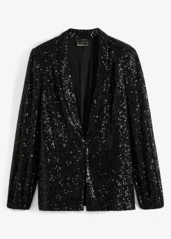 bonprix Bekleidung·Basics|Blazer|Paillettenblazer schwarz metallic
