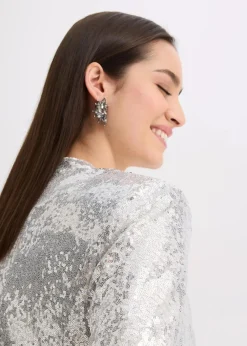 bonprix Bekleidung·Basics|Blazer|Paillettenblazer silber