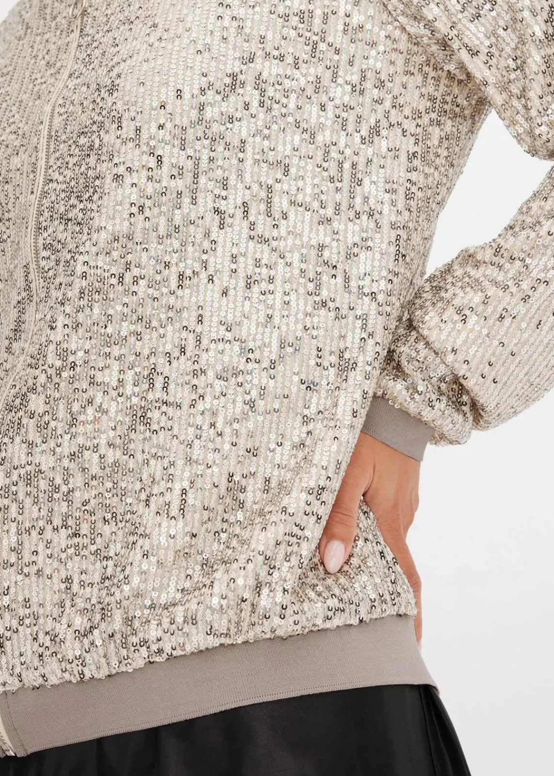 bonprix Bekleidung·Hosen|Jacken & Mäntel|Pailletten-Blouson sand