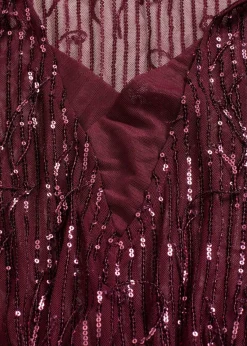 bonprix Blusen & Tuniken|Bekleidung·Jacken & Mäntel|Pailletten-Bluse mit Fransen weinrot