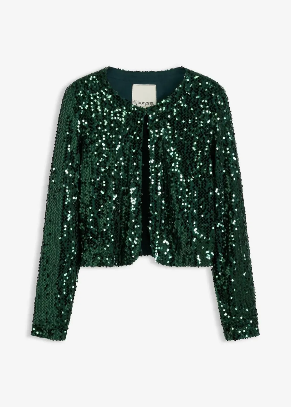bonprix Bekleidung·Hosen|Zweiteiler & Sets|Pailletten-Jacke tiefgrün