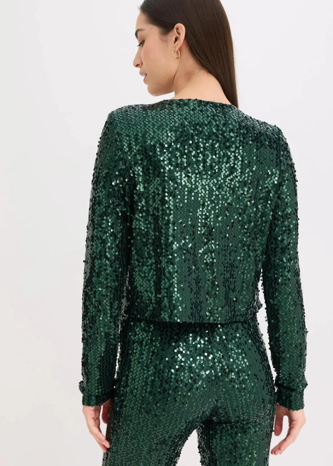 bonprix Bekleidung·Hosen|Zweiteiler & Sets|Pailletten-Jacke tiefgrün