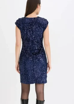 bonprix Bekleidung·Pullover & Strickjacken|Kleider|Paillettenkleid dunkelblau