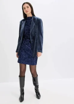 bonprix Bekleidung·Pullover & Strickjacken|Kleider|Paillettenkleid dunkelblau
