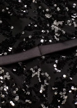 bonprix Bekleidung·Pullover & Strickjacken|Festliche Mode|Paillettenkleid mit Volant schwarz/beige
