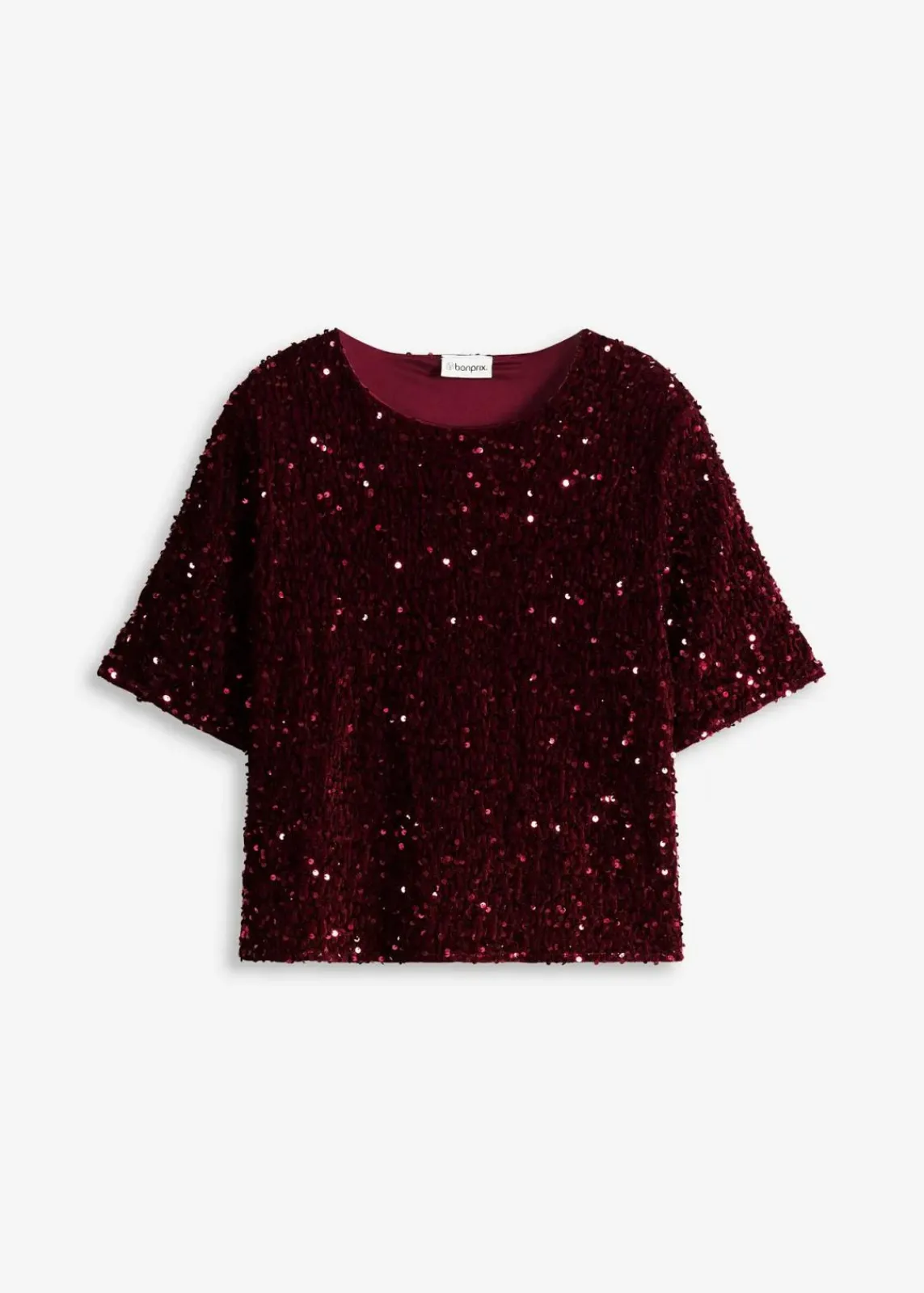 bonprix Shirts & Tops|Pailletten-Shirt bordeaux