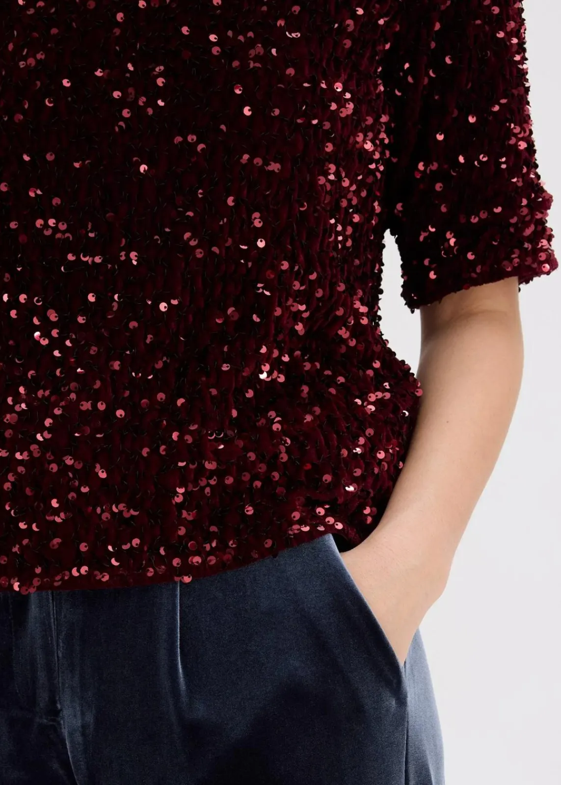 bonprix Shirts & Tops|Pailletten-Shirt bordeaux