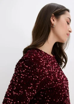 bonprix Shirts & Tops|Pailletten-Shirt bordeaux
