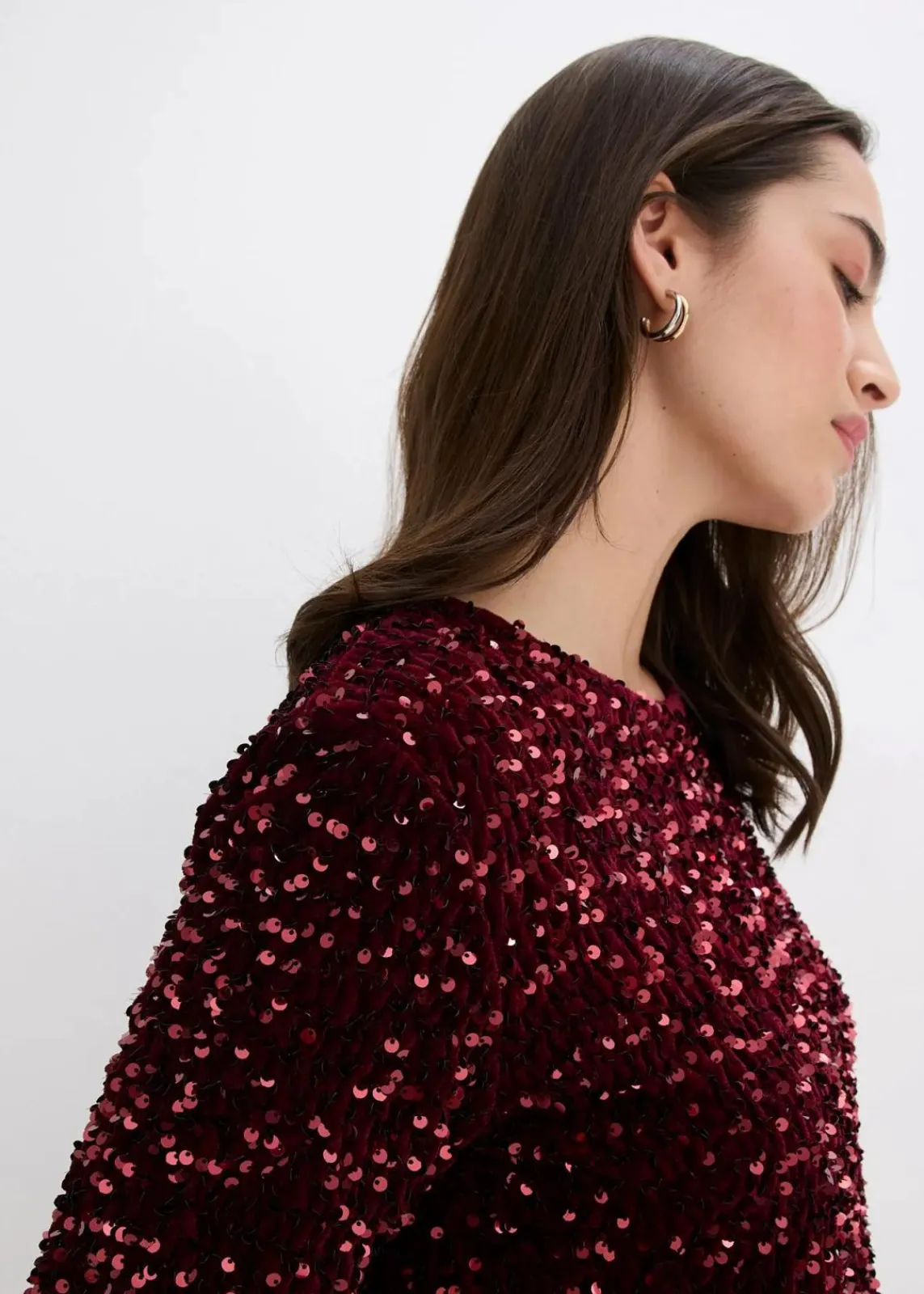 bonprix Shirts & Tops|Pailletten-Shirt bordeaux