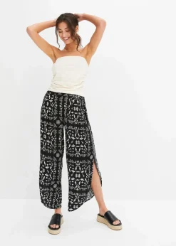 bonprix Bekleidung·Kleider|Hosen|Palazzo-Hose schwarz/wollweiß sonstige
