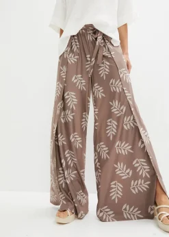 bonprix Bekleidung·Kleider|Hosen|Palazzo-Hose taupe/wollweiß bedruckt