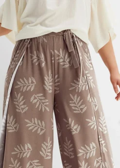 bonprix Bekleidung·Kleider|Hosen|Palazzo-Hose taupe/wollweiß bedruckt
