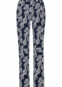 bonprix Hosen|Nachhaltigere Materialien|Palazzo-Hose dunkelblau/weiß bedruckt