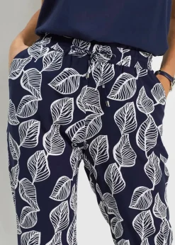 bonprix Hosen|Nachhaltigere Materialien|Palazzo-Hose dunkelblau/weiß bedruckt