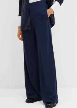 bonprix Hosen|Bekleidung·Kleider|Palazzo-Hose aus bequemen Punto di Roma dunkelblau