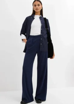 bonprix Hosen|Bekleidung·Kleider|Palazzo-Hose aus bequemen Punto di Roma dunkelblau