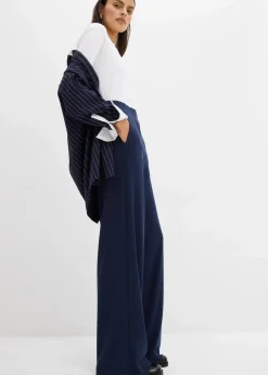 bonprix Hosen|Bekleidung·Kleider|Palazzo-Hose aus bequemen Punto di Roma dunkelblau
