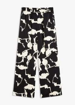 bonprix Bekleidung·Kleider|Zweiteiler & Sets|Palazzo-Hose aus fließendem Satin schwarz/weiß bedruckt