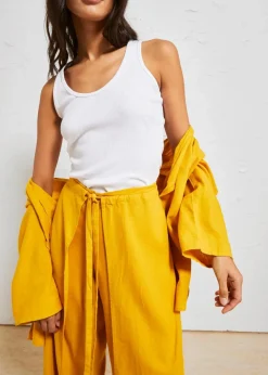 bonprix Bekleidung·Kleider|Hosen|Palazzo-Hose aus luftigem Leinen-Mix ockergold