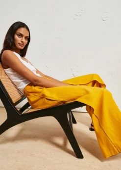 bonprix Bekleidung·Kleider|Hosen|Palazzo-Hose aus luftigem Leinen-Mix ockergold
