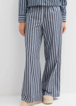 bonprix Bekleidung·Kleider|Hosen|Palazzo-Hose aus reiner Baumwolle dunkelblau/weiß längs gestreift