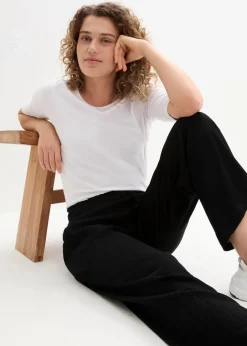bonprix Bekleidung·Kleider|Hosen|Palazzo-Hose aus reiner Viskose schwarz