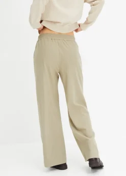 bonprix Bekleidung·Kleider|Nachhaltigere Materialien|Palazzo-Hose in Wolloptik new khaki/wollweiß gestreift