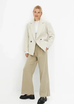 bonprix Bekleidung·Kleider|Nachhaltigere Materialien|Palazzo-Hose in Wolloptik new khaki/wollweiß gestreift