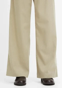 bonprix Bekleidung·Kleider|Nachhaltigere Materialien|Palazzo-Hose in Wolloptik new khaki/wollweiß gestreift