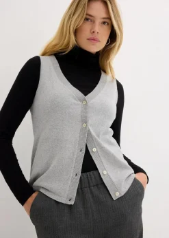 bonprix Bekleidung·Kleider|Hosen|Palazzo-Hose mit Bequembund schwarz/wollweiß meliert