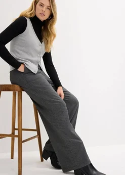 bonprix Bekleidung·Kleider|Hosen|Palazzo-Hose mit Bequembund schwarz/wollweiß meliert