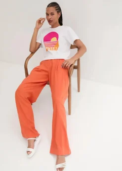 bonprix Hosen|Bekleidung·Kleider|Palazzo-Hose mit Leinen, sehr weit geschnitten kupferorange