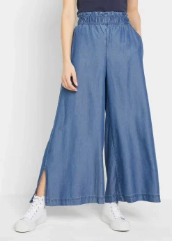 bonprix Bekleidung·Kleider|Hosen|Palazzo-Hose mit Seitenschlitz, 7/8 Länge blau denim