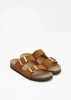 bonprix Sommerschuhe|Nachhaltigere Materialien|Pantoletten aus Veloursleder camel