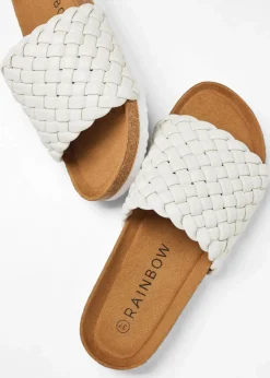 bonprix Sommerschuhe|Pantoletten in Flechtoptik beige