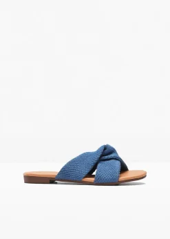 bonprix Sommerschuhe|Pantoletten mit Knoten blau denim